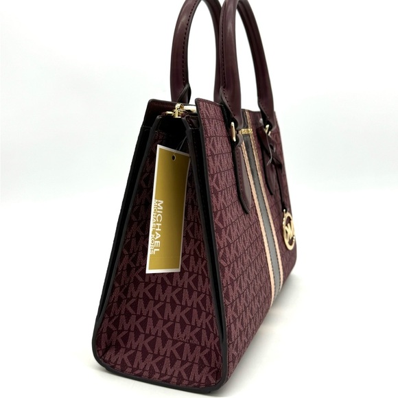 Michael Kors Sheila Medium Center Zip Satchel Bag Ox Blood Multi - Picture 4 of 11